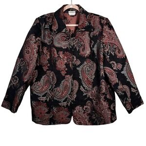 Vintage Bon Worth Zippered Paisley Tapestry Jacket Blazer